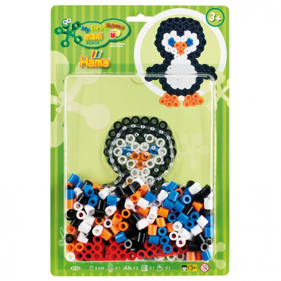 pack blister pingüino (250 piezas y placa pegboard) hama beads maxi