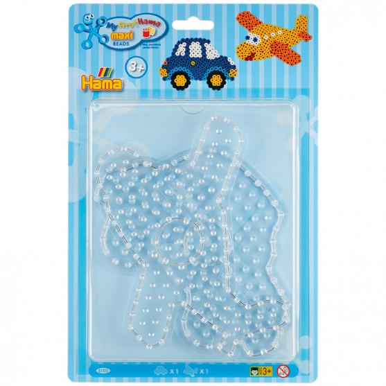 blíster 2 placas pegboards (coche y avión) para hama beads maxi