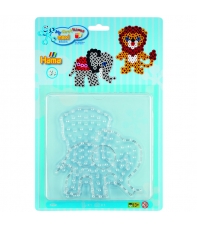 blíster 2 placas pegboards (león y elefante pequeño) para hama beads maxi