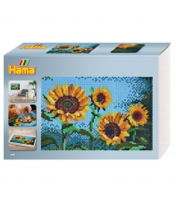 pack de inicio hama art girasoles (10000 piezas y 6 placas pegboards) hama beads midi