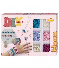 pack de inicio actividades (2400 piezas, organizador, placa pegboard, 3 clips y cordón) hama beads midi