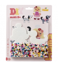 blister perro y muñeca (1100 piezas y 2 placas pegboards) hama beads midi