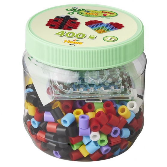 pack de inicio (400 piezas y 2 placas pegboards) hama beads maxi