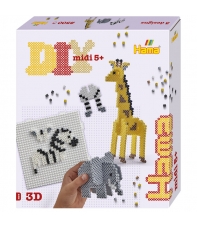 pack de inicio safari 3d (2500 piezas y placa pegboard) hama beads midi
