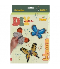 pack de inicio mariposas (2000 piezas y placa pegboard) hama beads midi